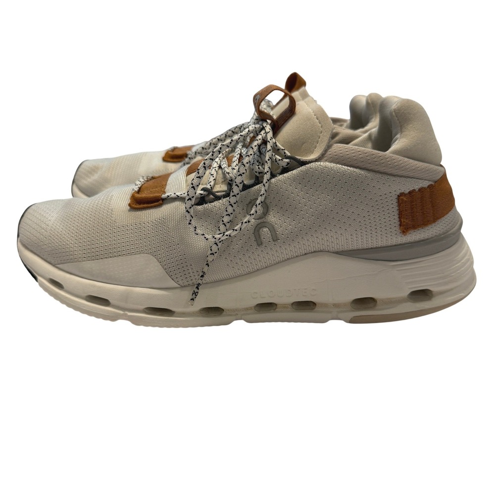 On Cloudnova Sneakers Mens 8 White Orange Running Shoes Athleisure 26.99173